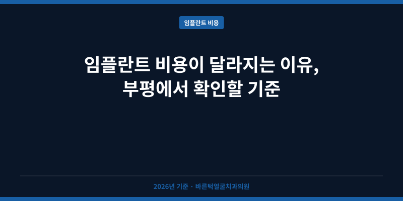 임플란트 비용이 달라지는 이유, 부평에서 확인할 기준